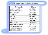 Pension Dates Schedule 2026 (විශ්‍රාම වැටුප් දින සටහන 2026)